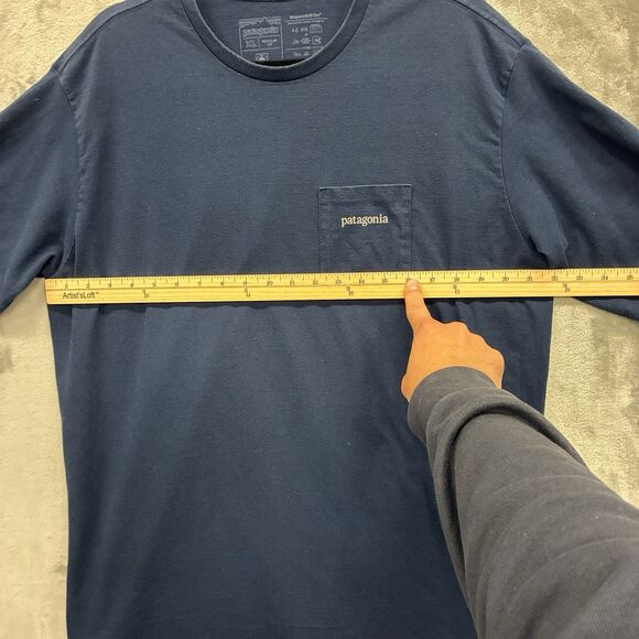 Patagonia Men's XL Responsibili-Tee T Shirt Blue Pocket Graphic Outdoors Hiking - Picture 4 of 5